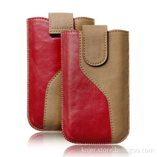Universal Leather Case with Magnetic Flap Closure, Leather Phone Pouch
